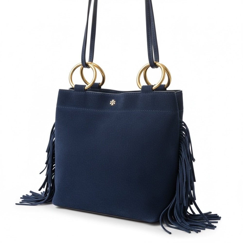 Tory Burch Suede Fringe Ring Tote – Navy | EUC Festival Ready - Picture 4 of 17